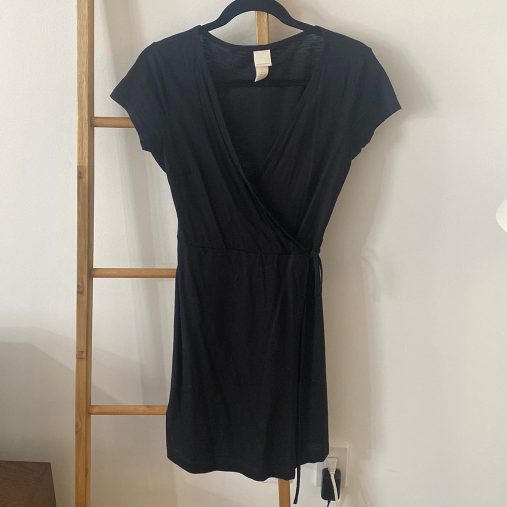 Black Cotton Wrap Dress